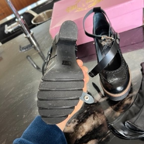 Highly Preppy Combat Heels, High Block Heel with Spats, new w/ box, Combat Boot - Picture 4 of 6